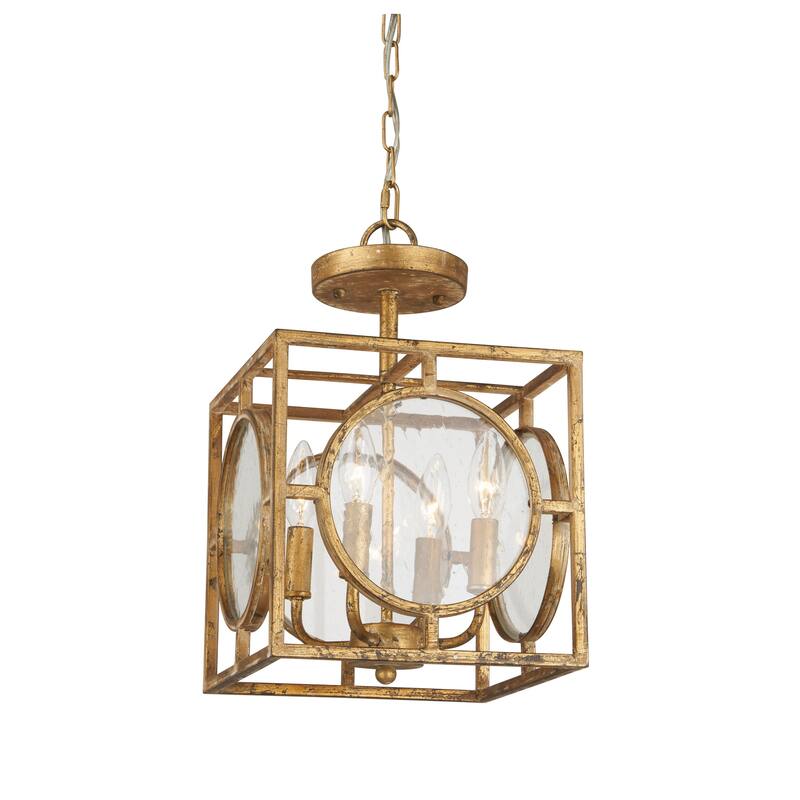 Berlin Semi-flush Convertible Chandelier, Distressed Antique Gold - Distressed Antique Gold