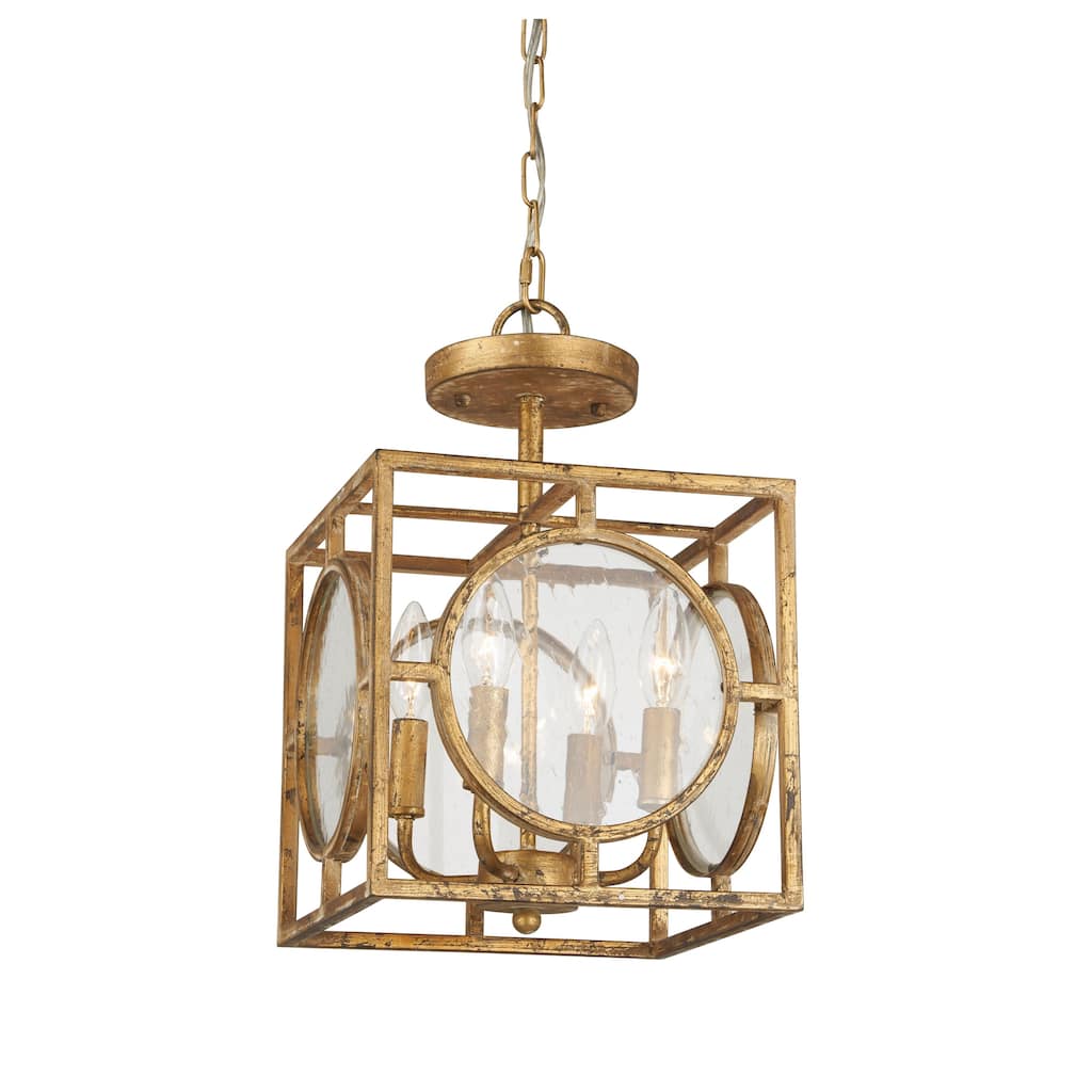 Berlin Semi-flush Convertible Chandelier, Distressed Antique Gold - Distressed Antique Gold