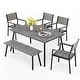preview thumbnail 29 of 37, Outdoor 3/5/6-Piece Furniture Patio Dining Set with Rectangular Table Grey-Set of 6