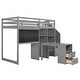 preview thumbnail 22 of 26, Twin Loft Bed with 4-Tier Built-in Shelves, Pull-Out Desk, Storage Stairs, Blackboard Slat Support Loft Bed for Kids Teens