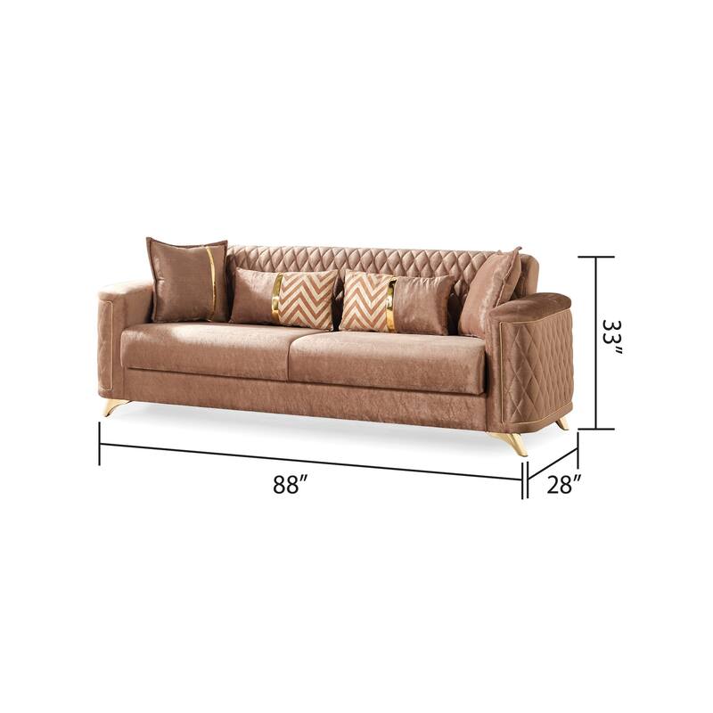 Luna Contemporary Style 2PC/3PC Livingroom Set Made with Wood & Velvet Fabric