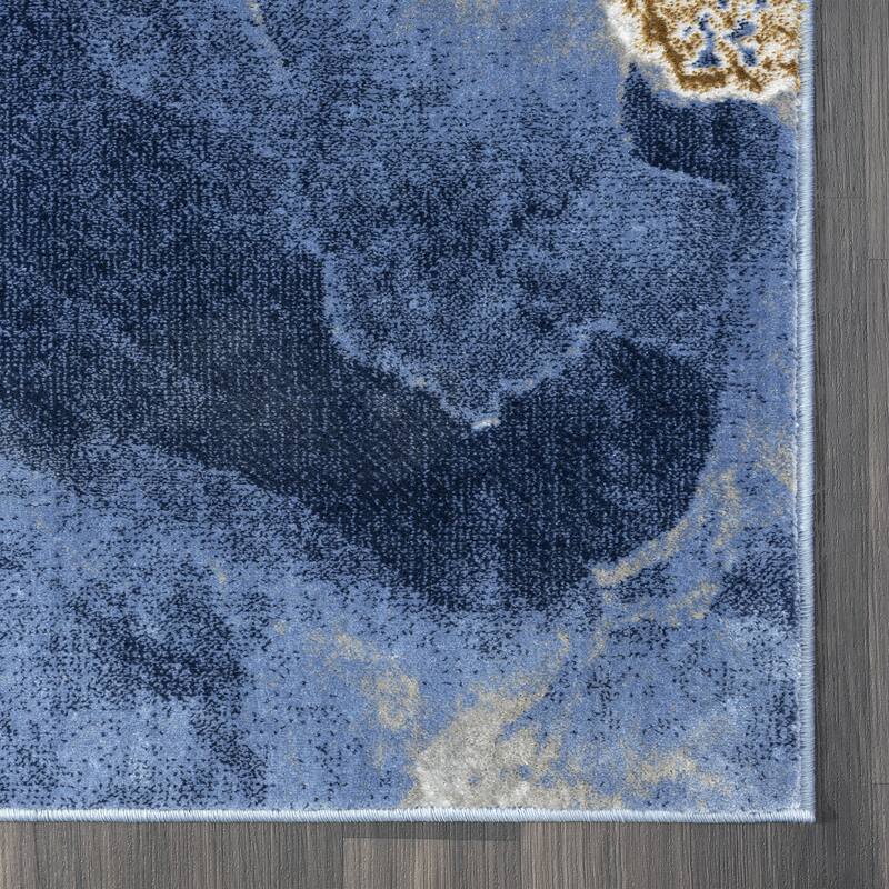 Abani Luna Contemporary Marble Metallic Gold Area Rug