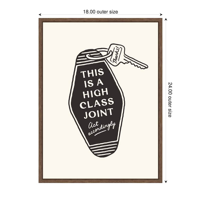 Kate and Laurel Retro Keychain This is a High Class Joint Black and White by Lucky Guava Framed Canvas Wall Art Print
