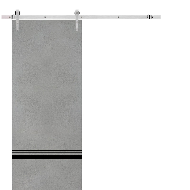 Sturdy Barn Door 36 x 80 Planum 0012 Concrete with 6.6FT - 42" x 96"