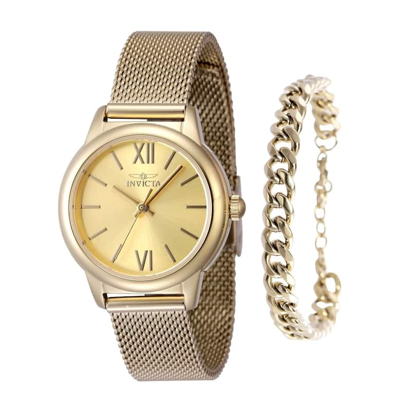 Invicta Women's 48250 Angel Quartz 3 Hand Gold Dial Watch