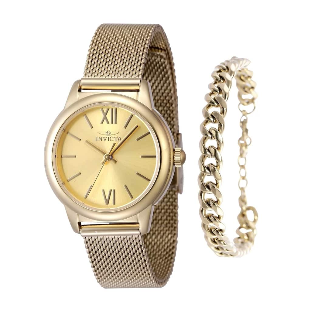 Invicta Women's 48250 Angel Quartz 3 Hand Gold Dial Watch