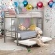 preview thumbnail 26 of 52, Twin over Twin with Trundle Metal Bunk Bed,No Box Spring Needed,Easy Assemble Silver