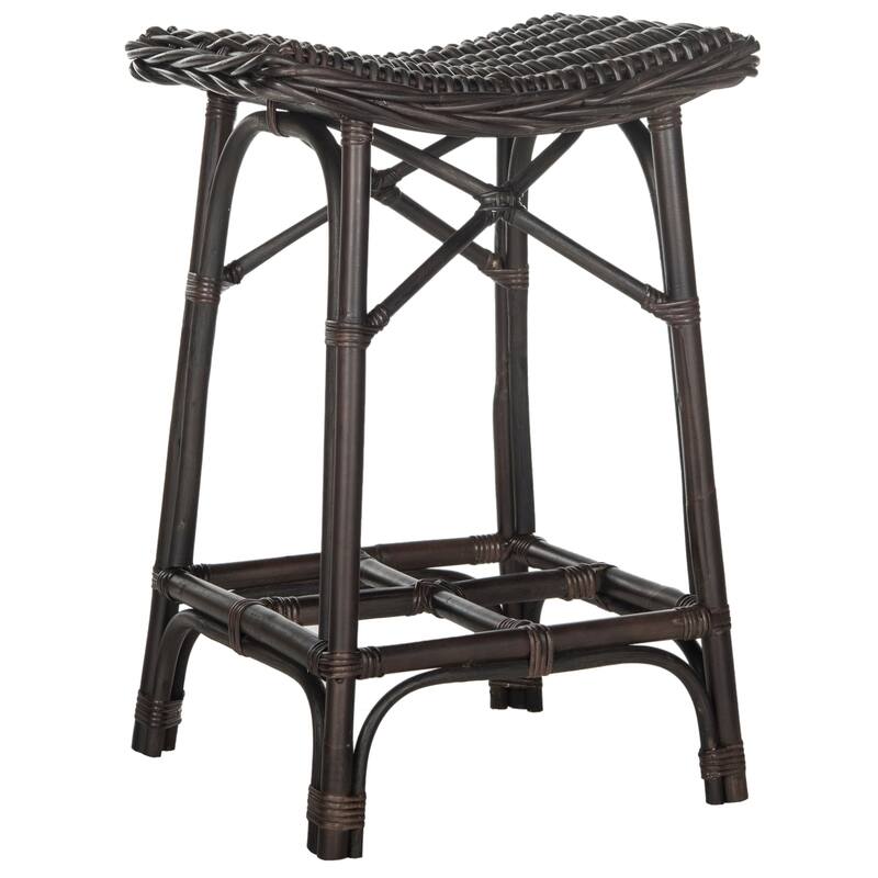 SAFAVIEH Husnuye Brown Rattan 27.6-inch Stool - 16.9" x 16.5" x 27.5" - 17Wx17Dx28H