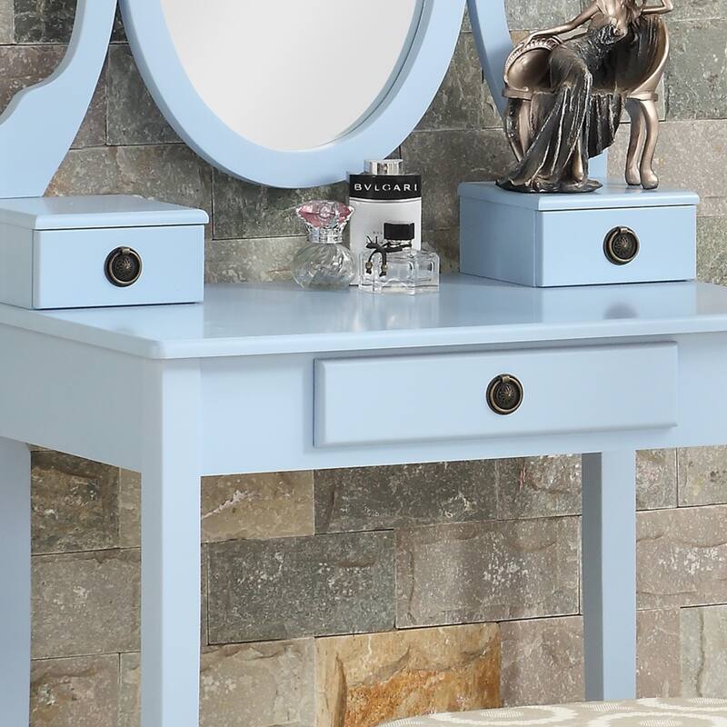 Roundhill Furniture Moniys Wood Moniya Makeup Vanity Table and Stool Set