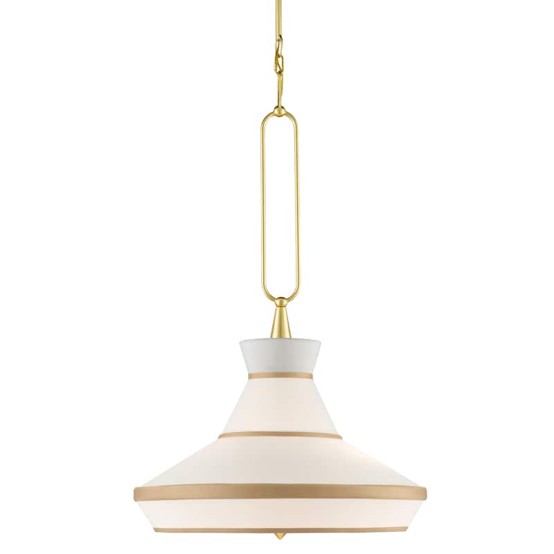 Currey & Company Perth Gold & White Pendant - 37"h x 22"dia - 37"h x 22"dia - Gold Leaf/White