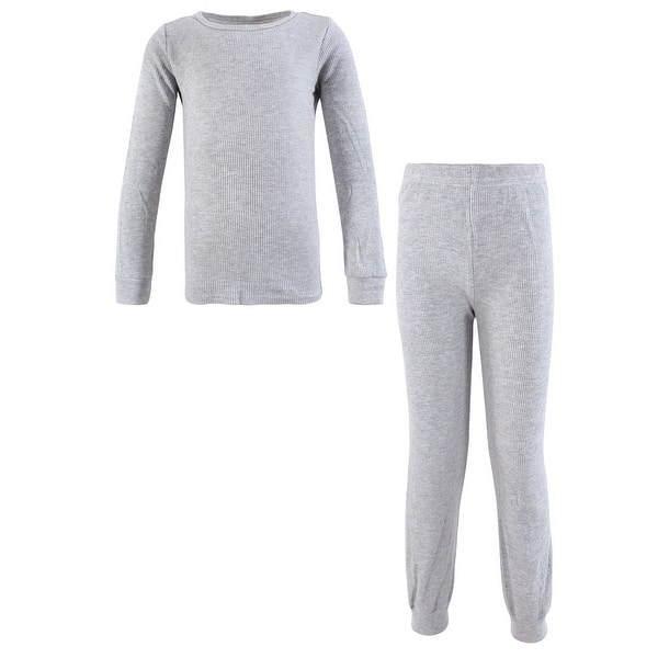 slide 1 of 1, Hudson Baby Thermal Long Underwear 2pc Set, Heather Gray 18-24 Months - Heather Gray
