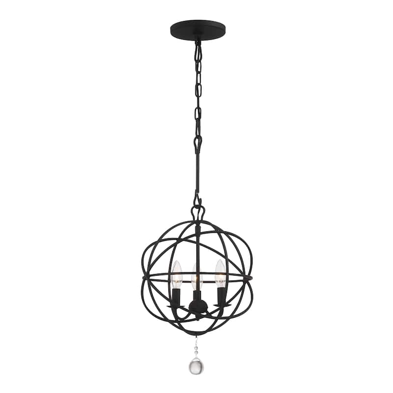 Solaris 3 Light Black Mini Chandelier - 12.5''W x 16.5''H