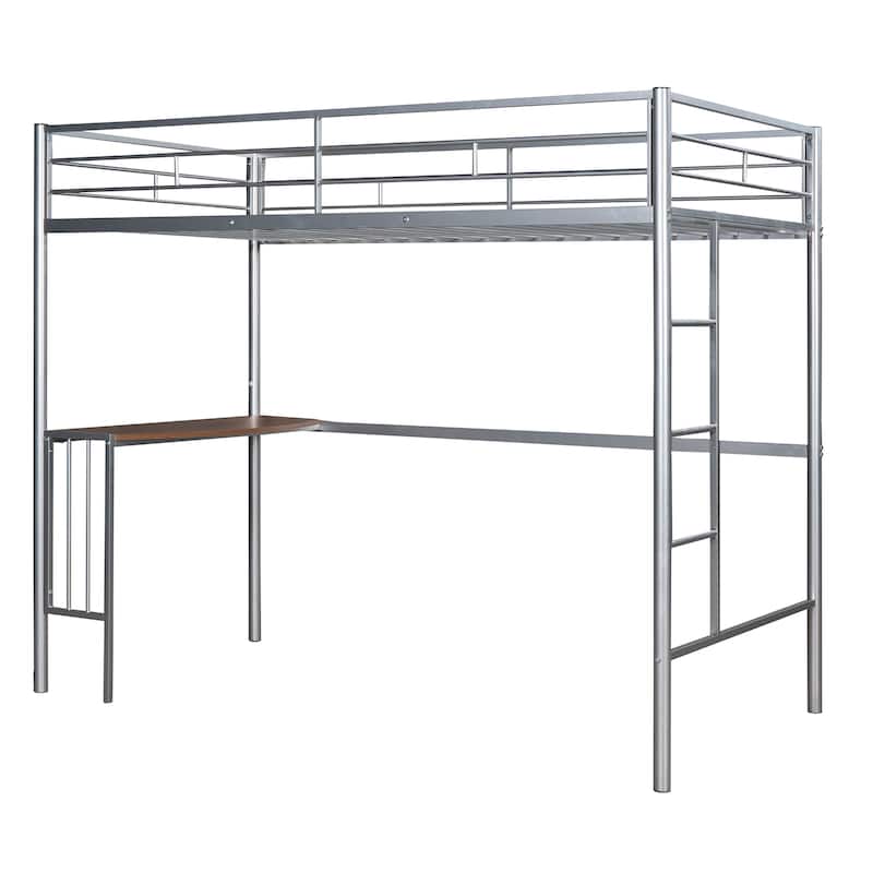Twin over Full Metal Bunk Bed with Desk, Ladder, and Quality Slats