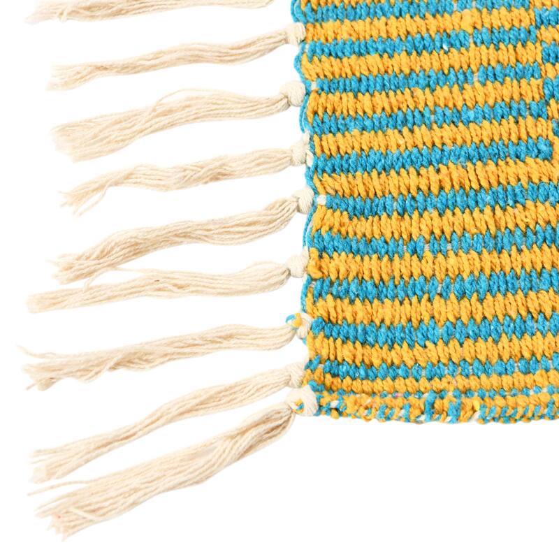 Woven Recycled Cotton Blend Striped Throw with Tassels, Multi Color