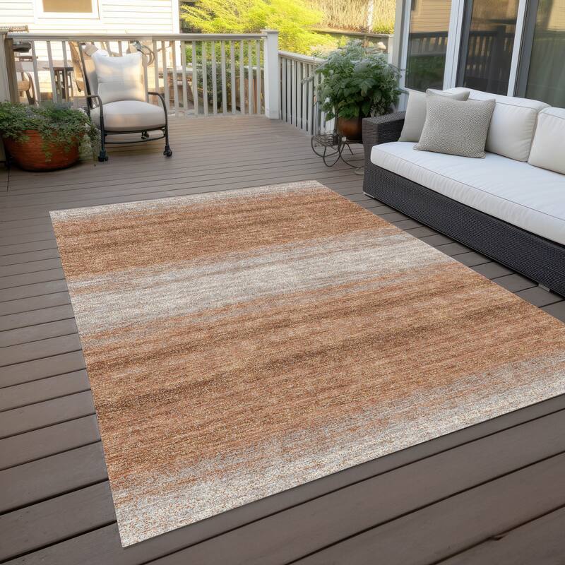 Machine Washable Indoor/ Outdoor Ombre Stripe Chantille Rug