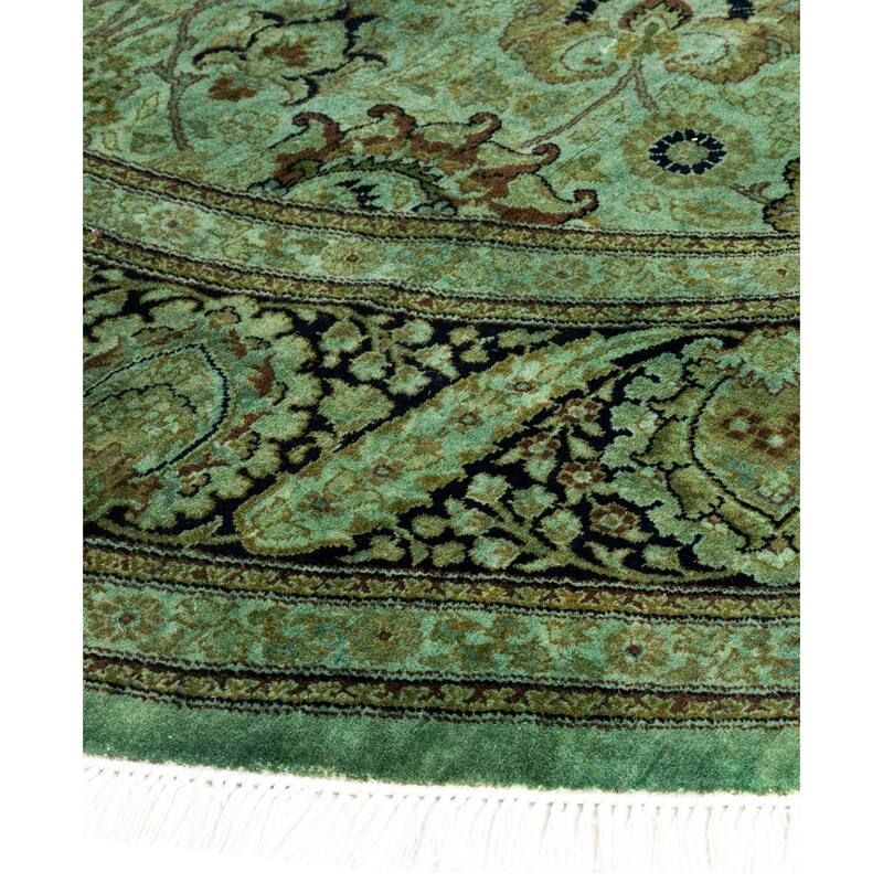 Overdyed One-of-a-Kind Hand-Knotted Area Rug - Green - 8' 1" x 8' 1"