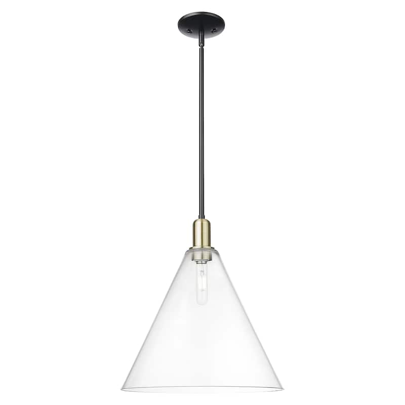 Innovations Lighting Endless Possibilities Arcadia - Berkshire Glass - 1 Light 16" Stem Hung Mini Pendant - Clear/Black Antique Brass