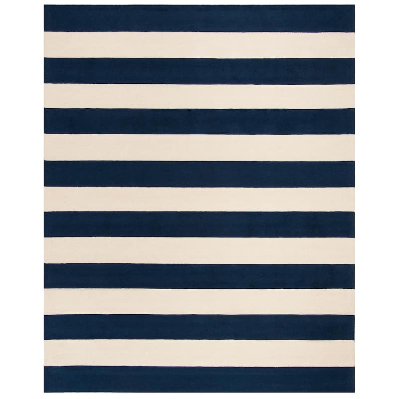 SAFAVIEH Handmade Kids Destiney Stripe Wool Rug - 8' x 10' - Navy/Ivory