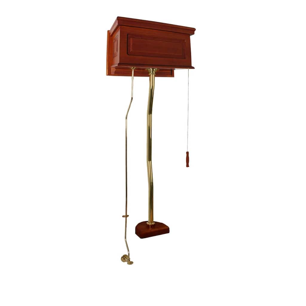 High Tank Toilet Conversion Kit - Light Mahogany with Brass Pipes Renovators Supply