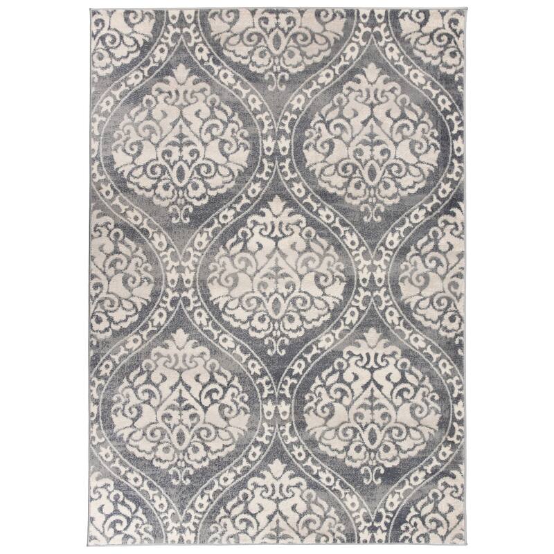 Porch & Den Pascuzzi Distressed Floral Damask Area Rug