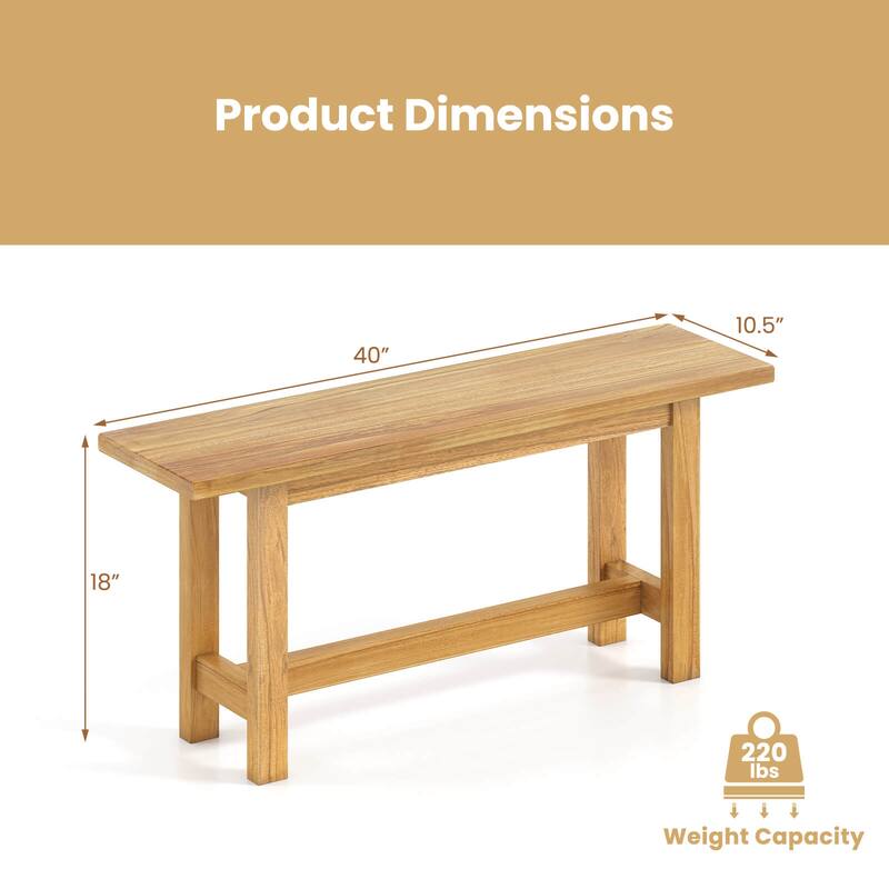 Costway 1/2 PCS Outdoor Teak Wood Bench 2-Person Loveseat Seating for - See Details