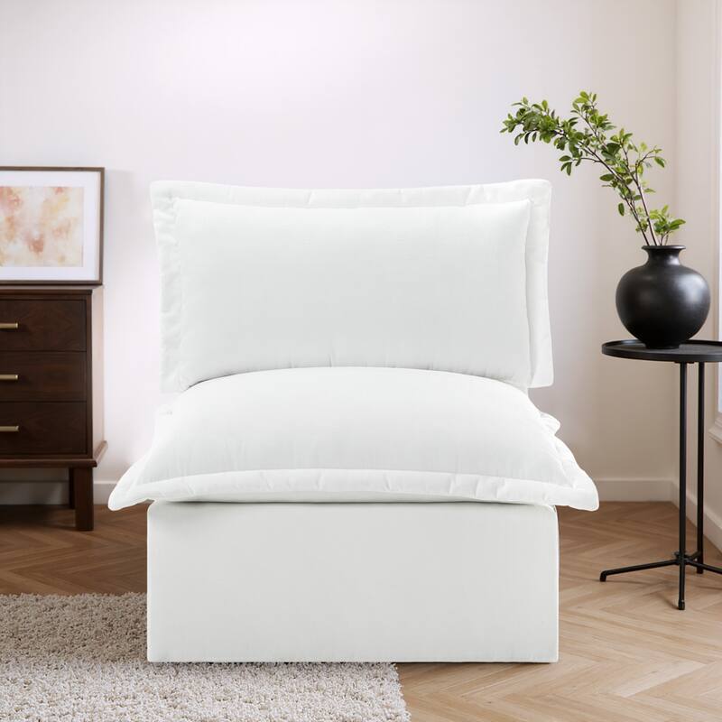 32"W Chenille Upholstered No Assembly Armless Accent Chair