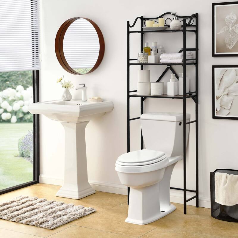 Anmytek Metal Freestanding Over The Toilet Storage - Black - Black