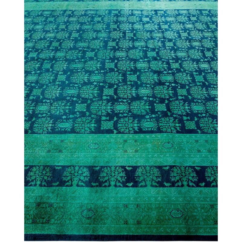 Fine Vibrance, One-of-a-Kind Hand-Knotted Area Rug - Green, 9' 2" x 11' 9" - 9' 2" x 11' 9"