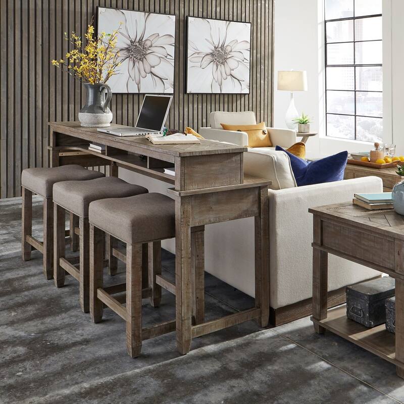 Parkland Falls Weathered Taupe Upholstered Console Stool