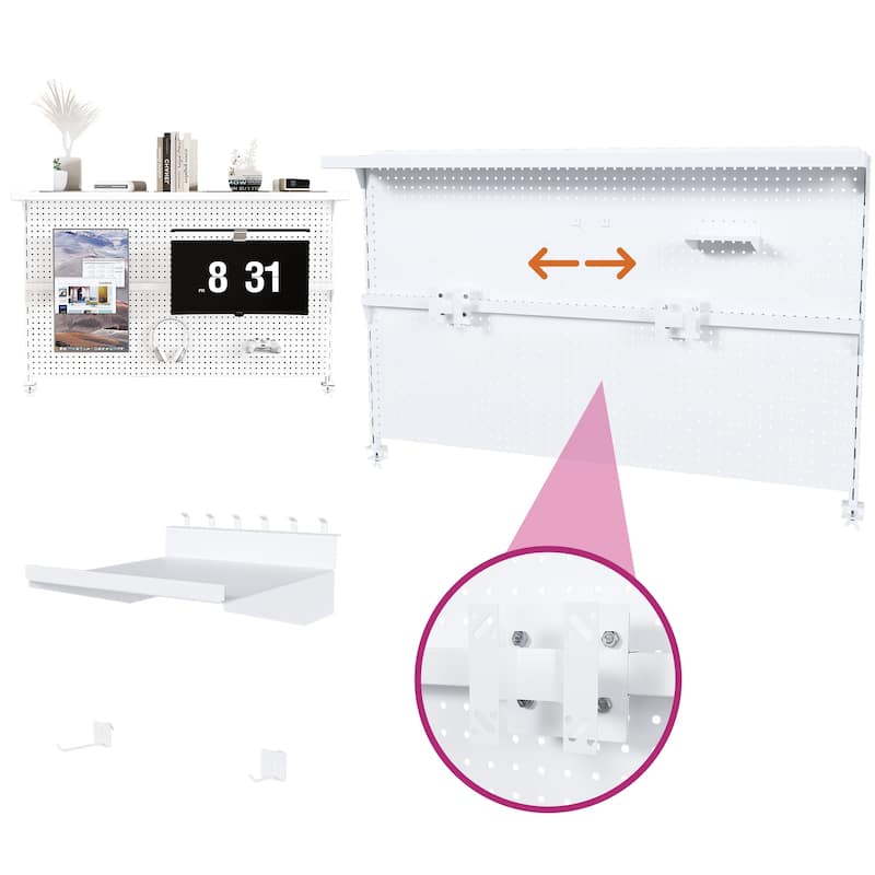 Metal Pegboard Desk Organizer with Dual Monitor Stand