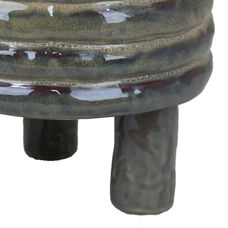 Tank-Inspired Garden Planter Pot, Grey Ceramic for Outdoor and Indoor