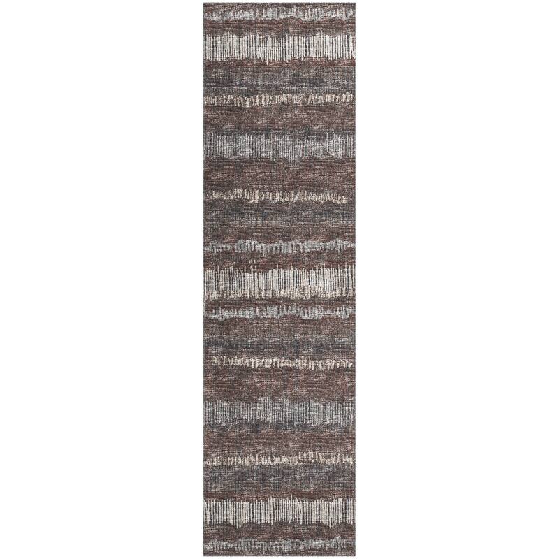 Indoor/Outdoor Rylee Sketches Washable Rug New. - Brown - 2'3" x 7'6" Runner
