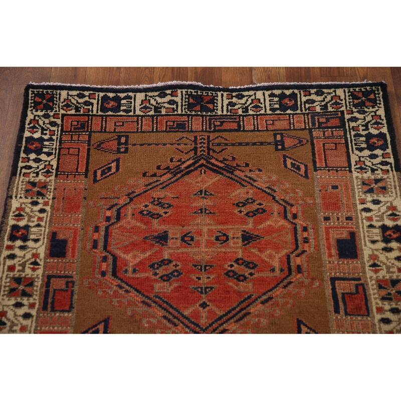 Traditional Ardebil Persian Vintage Runner Rug Handmade Wool Carpet - 2'10"x 10'5"