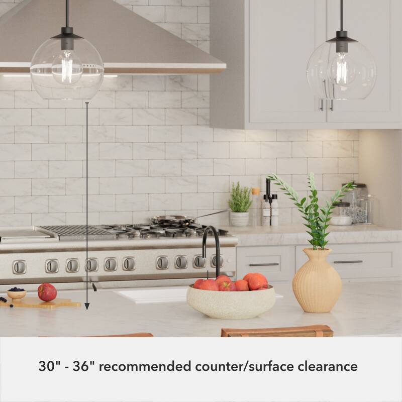 Hunter Xidane 1 Light Clear Glass Pendant or Semi-Flush Light - Kitchen Island, Dining Room, Entry - Glam, Contemporary