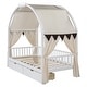 preview thumbnail 6 of 21, Twin Size Kids Bed /2 Drawers With Arched Roof Light Strip Interactive Whiteboard