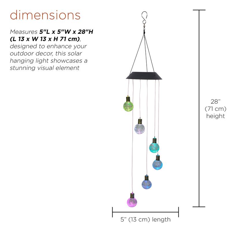 Alpine Corporation RGG644SLR-CC 21/28" Solar Hanging Light - Outdoor LED Hanging Mobile, Garden Lighting, Lawn & Patio Decor