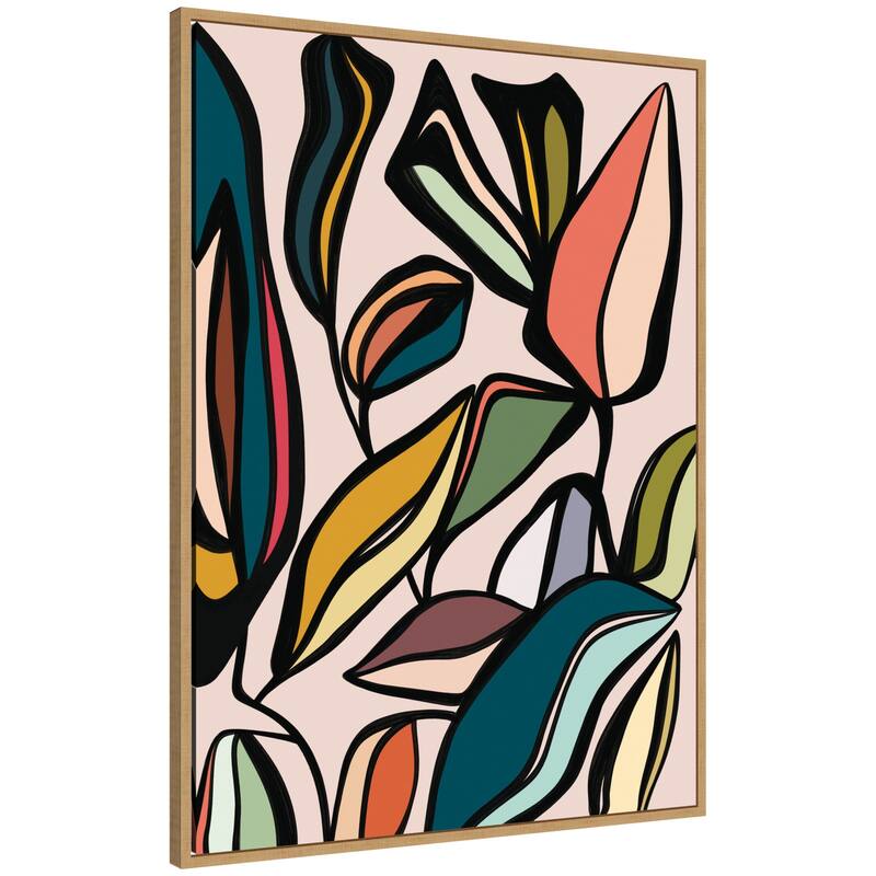 Kate and Laurel Fanciful Ficus Expansion by Alicia Bock Framed Canvas Wall Art Print - 28 x 38 - Natural