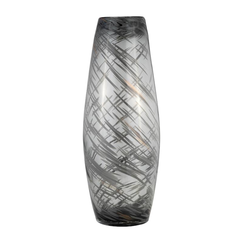 Sagebrook Home Elegant Black Swirl Modern Glass Vase - 7" x 7" x 20"