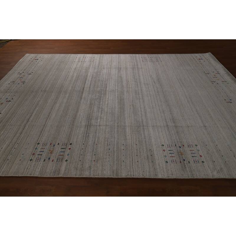 Hand Knotted Oriental 100% Wool Carpet Tribal Tribal Greys & Charcoal Gabbeh Area Rug - 10' 1'' X 8' 0''