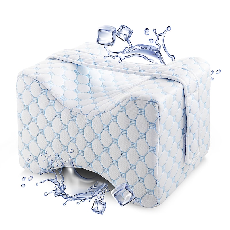 Nestl Knee Pillow with Cooling Cover and Adjustable Strap - Comfy Pillow Between or Under Legs for Side Sleepers - Medium - Specialty - Single