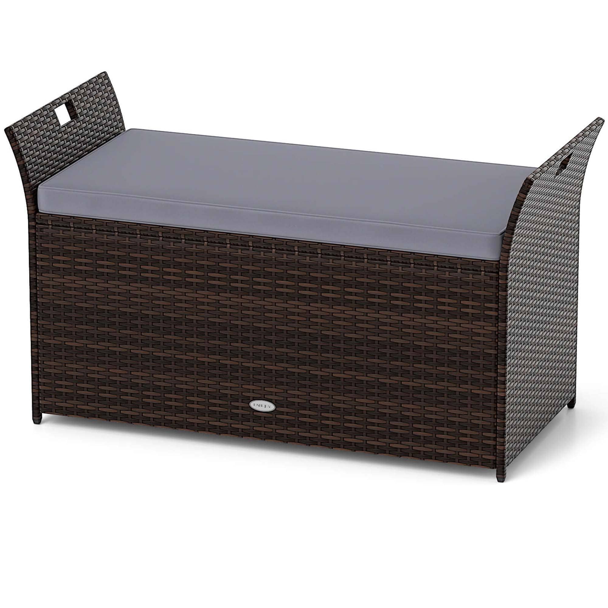 Costway Outdoor Bench with Hand-woven PE Rattan Wicker Cushion & Side - See Details