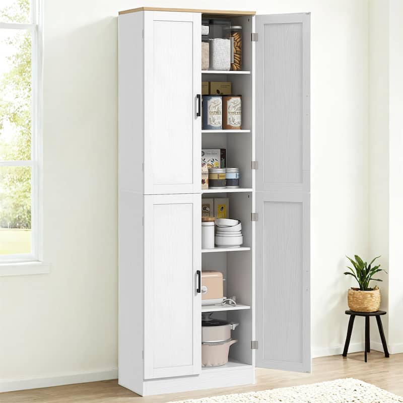 67" Freestanding Kitchen Pantry Cabinet - White
