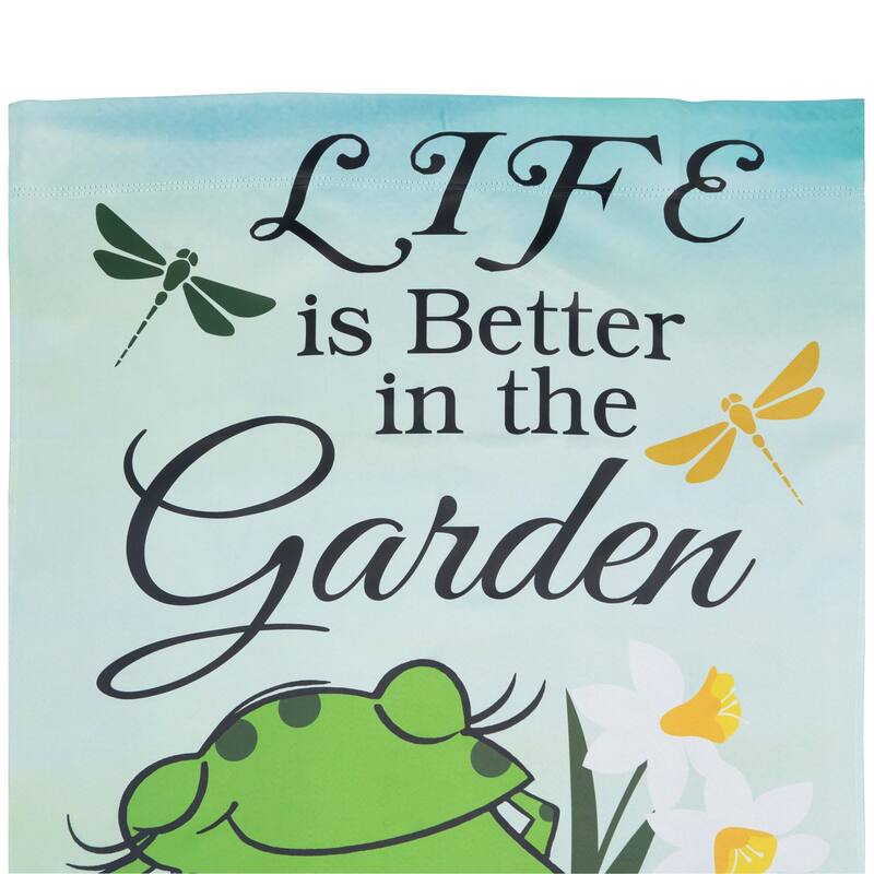 Life is Better in the Garden Green Frog Outdoor House Flag - 28" x 40"