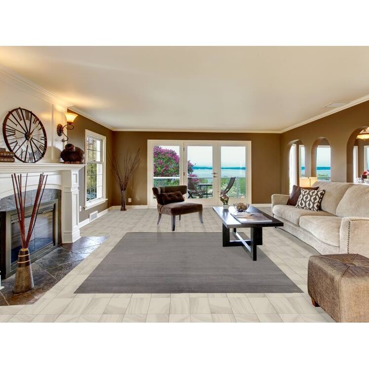 Modern Gray Gabbeh Oriental Area Rug Hand-Knotted Wool Carpet - 6'8" x 9'6"
