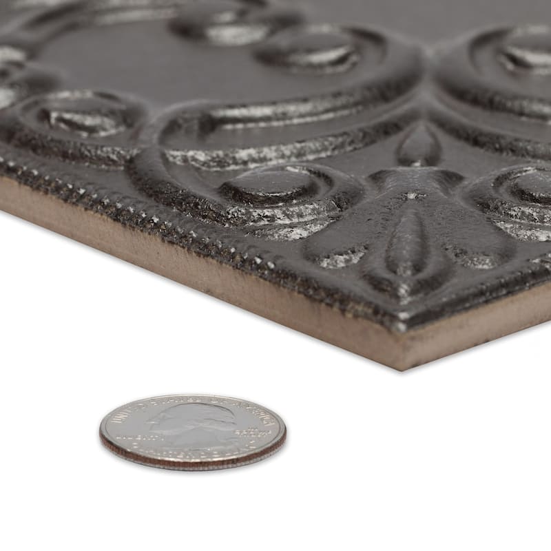 Merola Tile Victorian Tin Black 17-3/8" x 17-3/8" Porcelain Wall Tile
