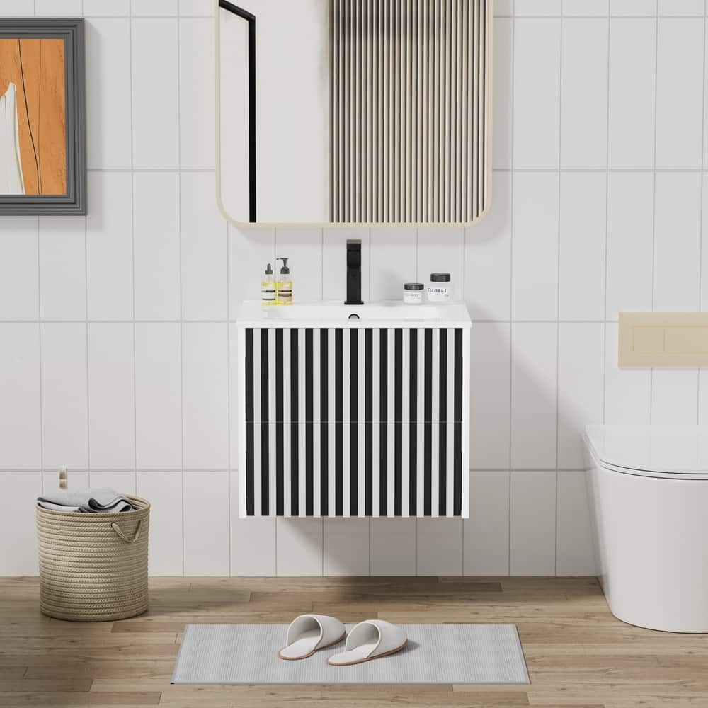 Bathroom Wall Mounted Vanity Set Mid-Century with Ceramic Sink