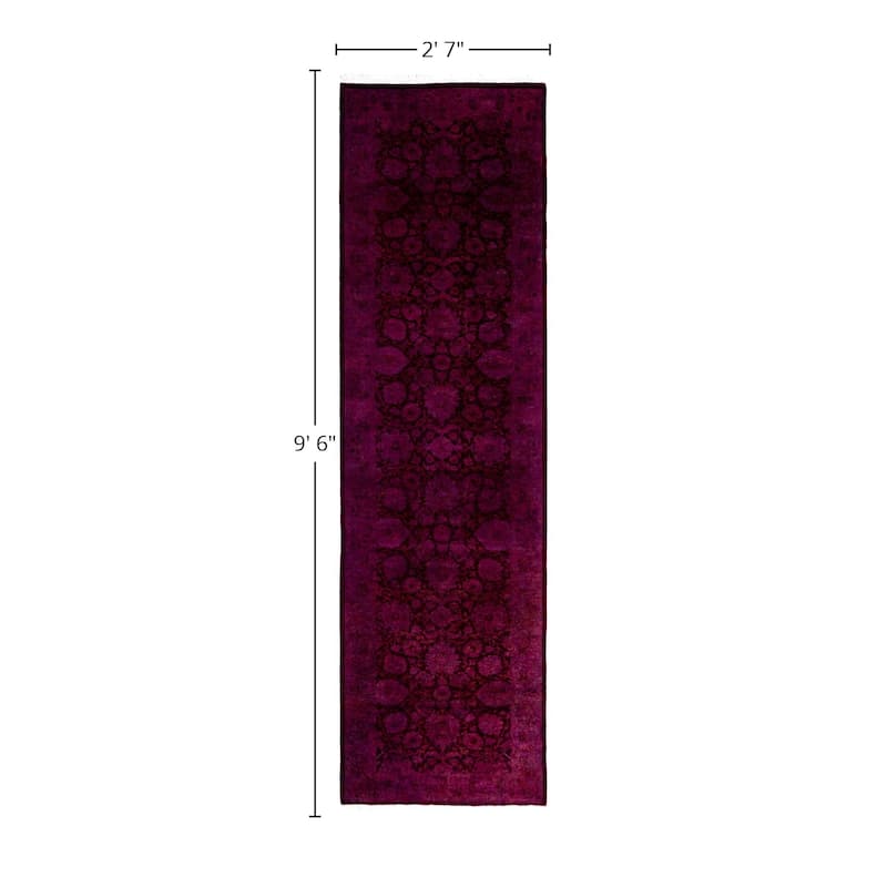 Overdyed One-of-a-Kind Hand-Knotted Area Rug - Red - 2' 7" x 9' 6"