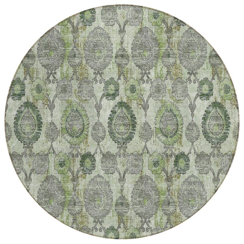 Machine Washable Indoor/ Outdoor Chantille Casual Floral Rug