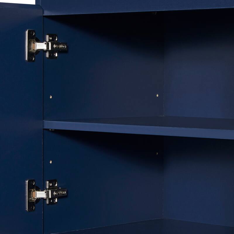 2 Doors Sideboard Buffet Cabinet with Adjustable Shelf & Gold Legs, Accent Cabinet Console Table for Dining Room Entryway, Navy