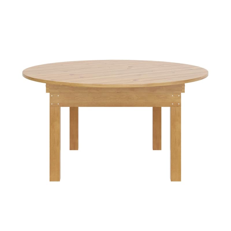 60" Round Antique Rustic Solid Pine Folding Farm Dining Table - 59.75"W x 59.75"D x 30"H
